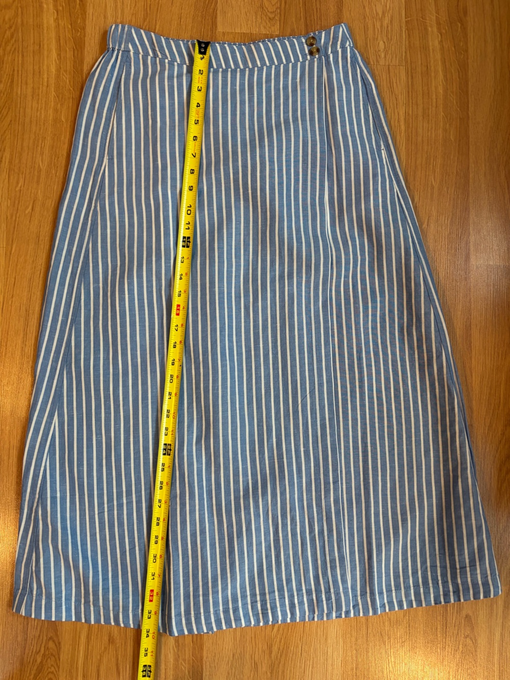 Pact Blue and White Canopy Linen/Cotton Blend Wrap Maxi Skirt Size M - Picture 10 of 10